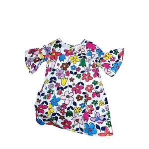 Hanna Andersson Colorful Floral Dress Ruffle Sleeve Pockets Sz 100 (4T) NWOT New